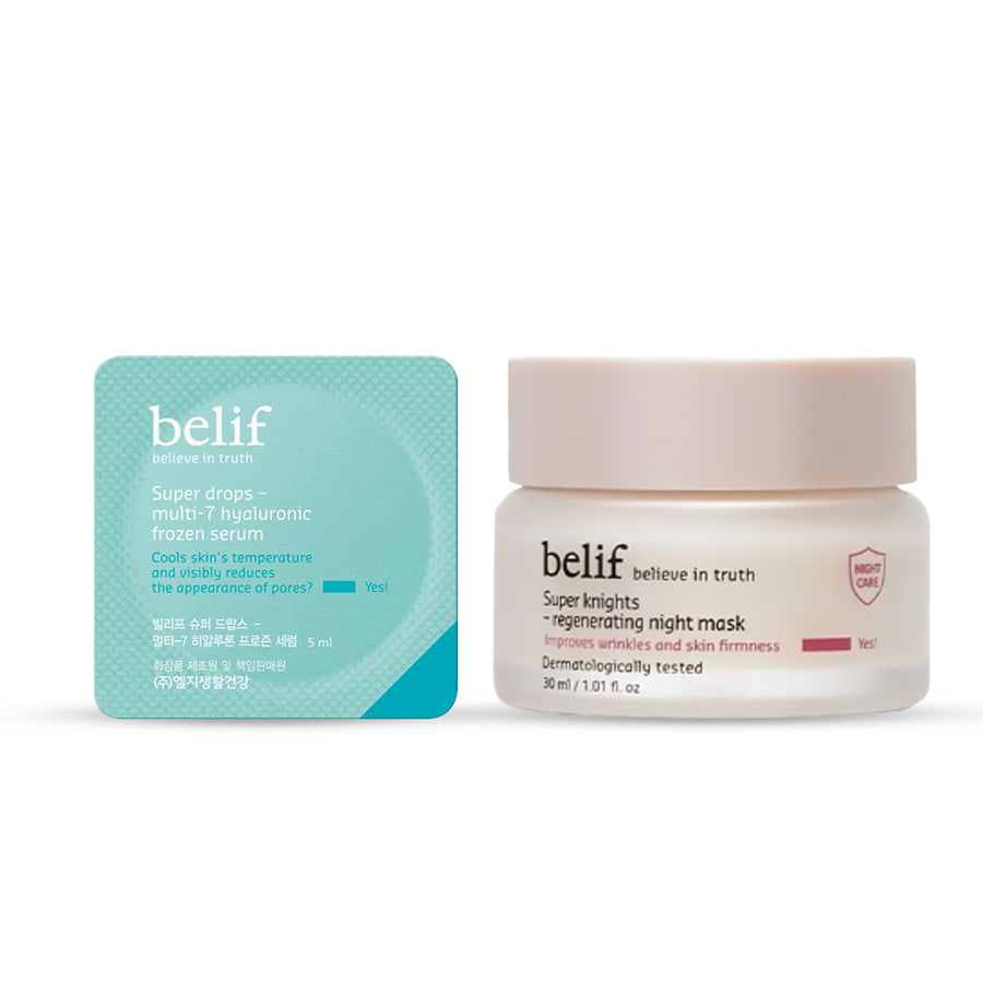 Belif Day & Night Combo | 7 Hyaluronic Frozen Serum & Regenerating Sleeping Mask