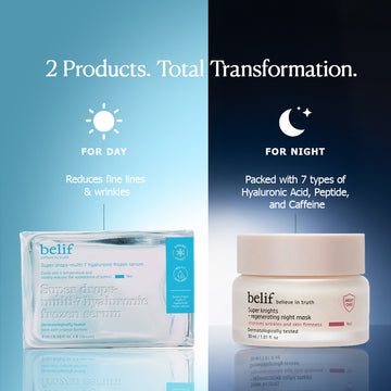 Belif Day & Night Combo | 7 Hyaluronic Frozen Serum & Regenerating Sleeping Mask